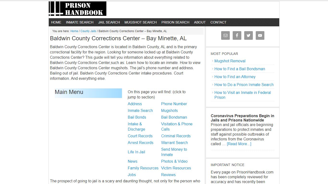 Baldwin County Corrections Center – Bay Minette, AL - Prison Handbook